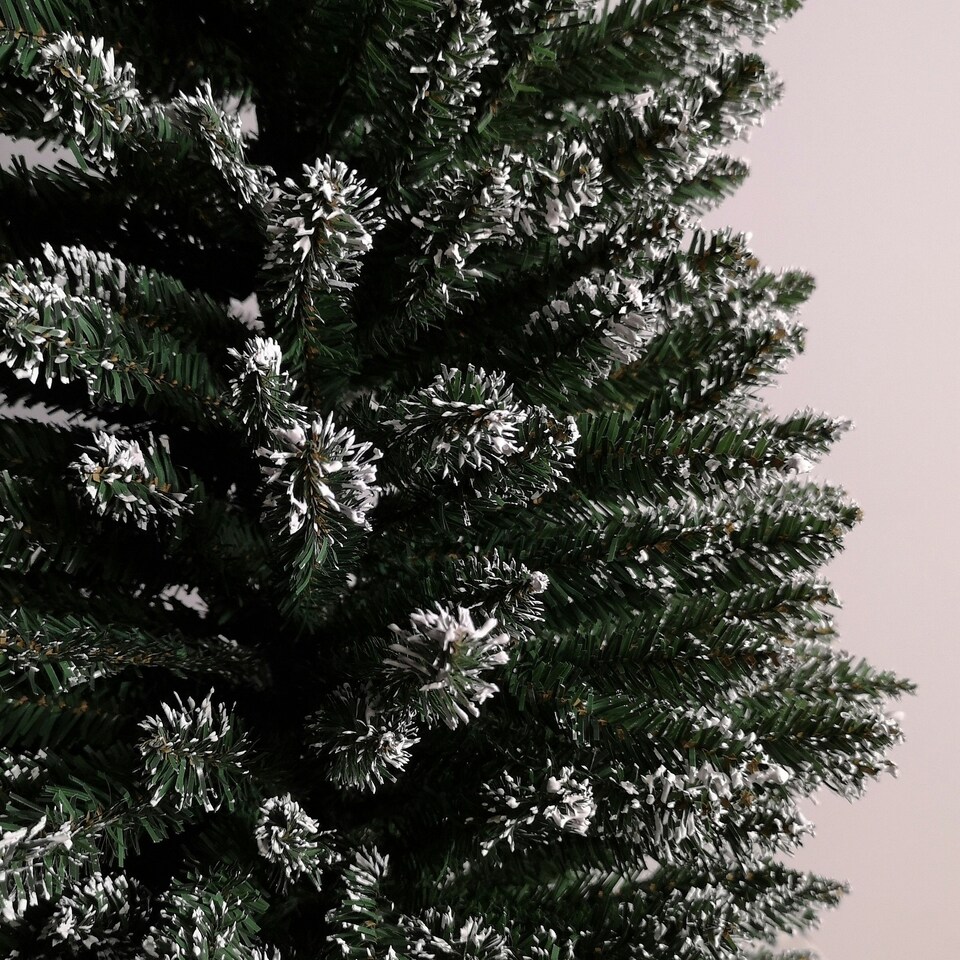 image 1 of 6.5ft (2m) Pencil Style Slim Snow Tipped Artificial Christmas Tree in Green