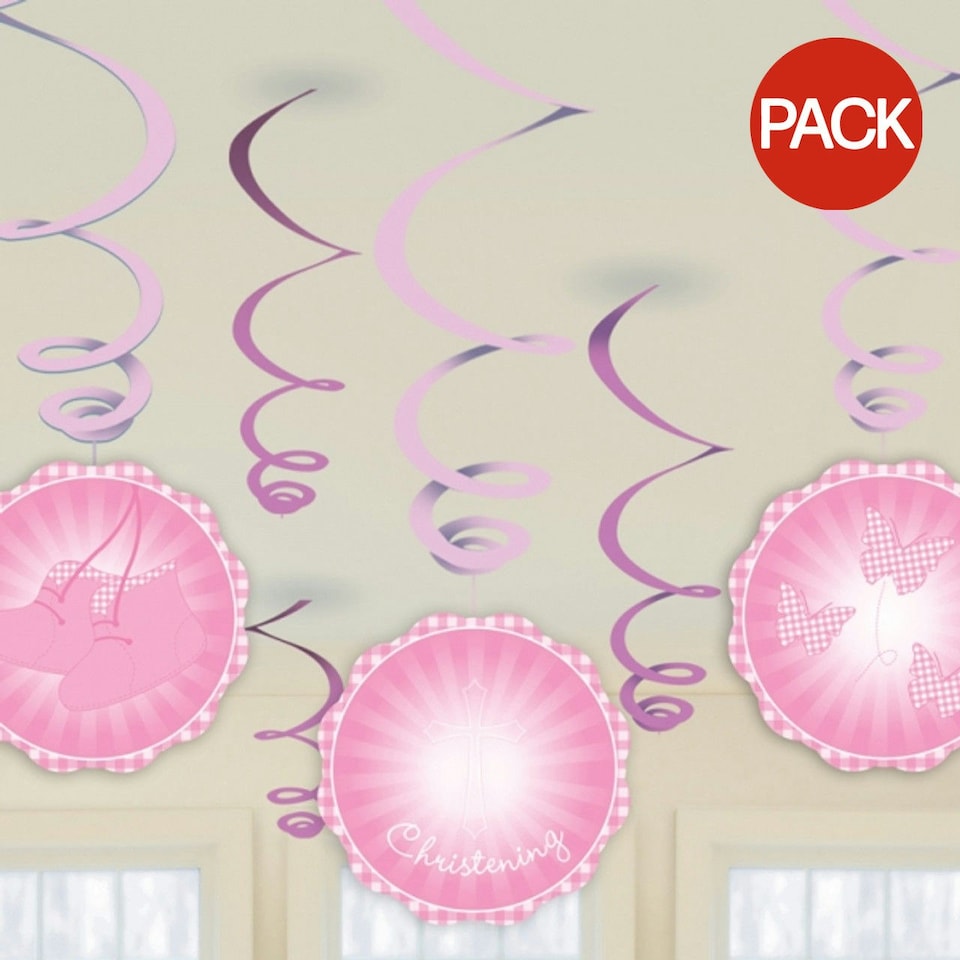 Amscan Baby Booties Baptism/Christening Streamers (Pack of 6) - Pink - One Size