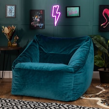 Natalia Velvet Adults Bean Bag Armchair, Ready Filled Large Beanbag Teal | Green | Teal Green | XL | 1