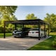 image 3 of Oslo 20 x 20 Feet Carport Kit - Black Structure Grey polycarbonate Panels - L607.5 x W596.5 x H240.5 cm