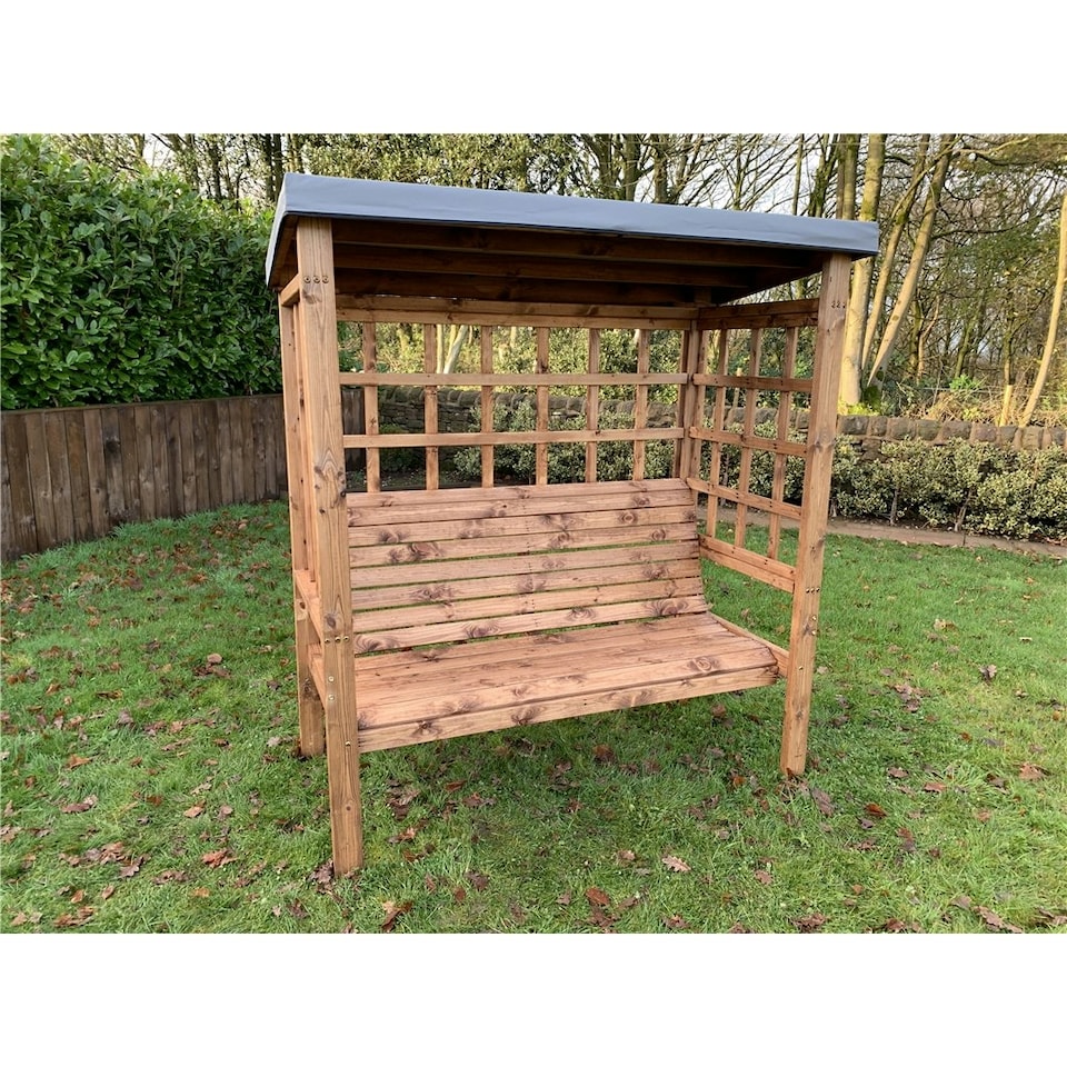 image 1 of Traditional Ewolth Three Seater Arbour With 1 x Winchester Cushion Grey & 2 x Scatter Cushion Grey