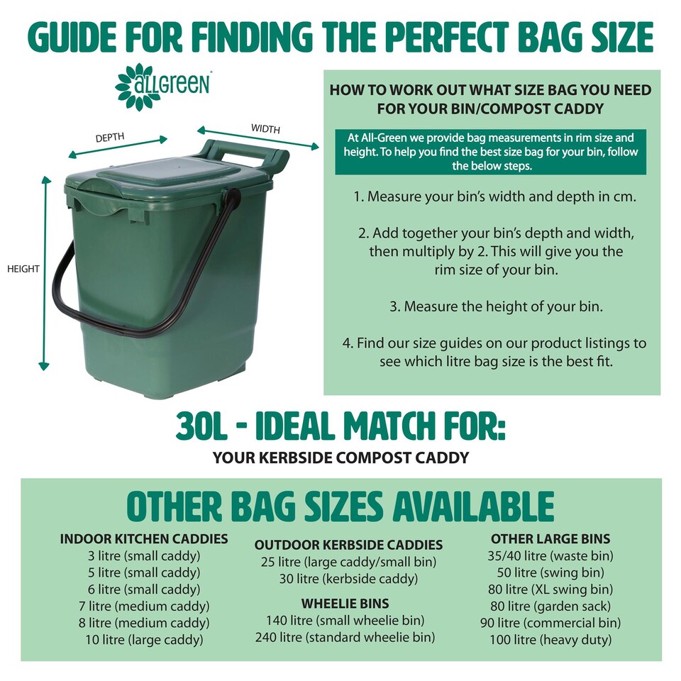 image 1 of BioLiner 30 Litre Compostable Food Waste Bin Bags - 4 Rolls