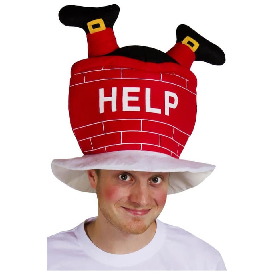 image 1 of Santa Stuck in Chimney Hat | Multi | 12