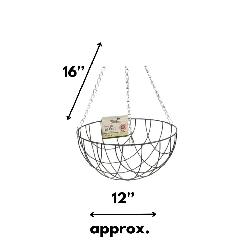 image 1 of Marco Paul Black Metal Round Hanging Basket 12" Black