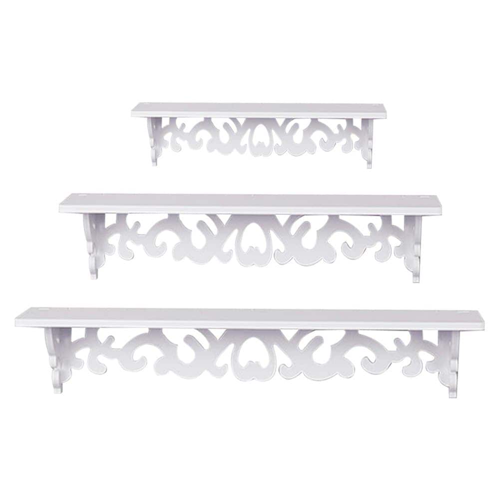 Living and Home 3-Piece Wooden Storage Rack Wall-Mounted - White