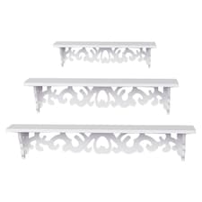 Living and Home 3-Piece Wooden Storage Rack Wall-Mounted - White
