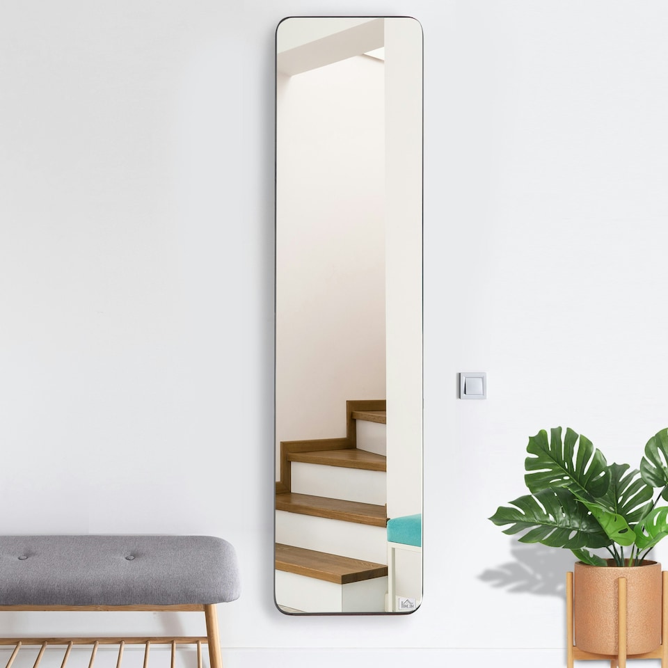 image 1 of HOMCOM Full Length Mirror Free Standing or Wall Mount Dressing Bedroom Black