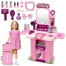 Kids Beauty Vanity Set with Suitcase Dressing Table