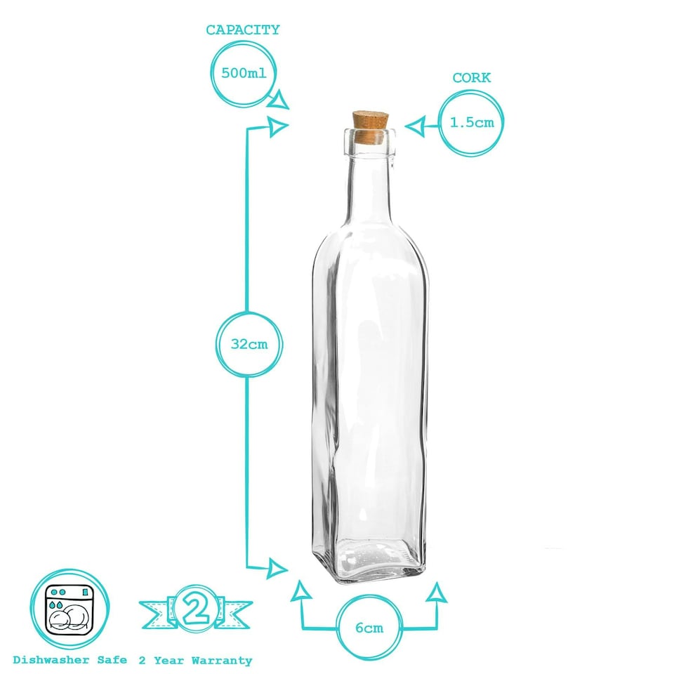 image 1 of Argon Tableware Olive Oil Pourer Bottle with Cork Lid - 500ml
