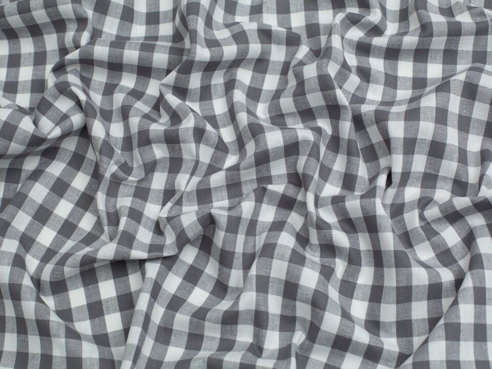 Minerva Core Range Grey 3/8 inch Check Vintage Gingham Fabric for Dressmaking, 142.5cm / 56" Wide - per metre