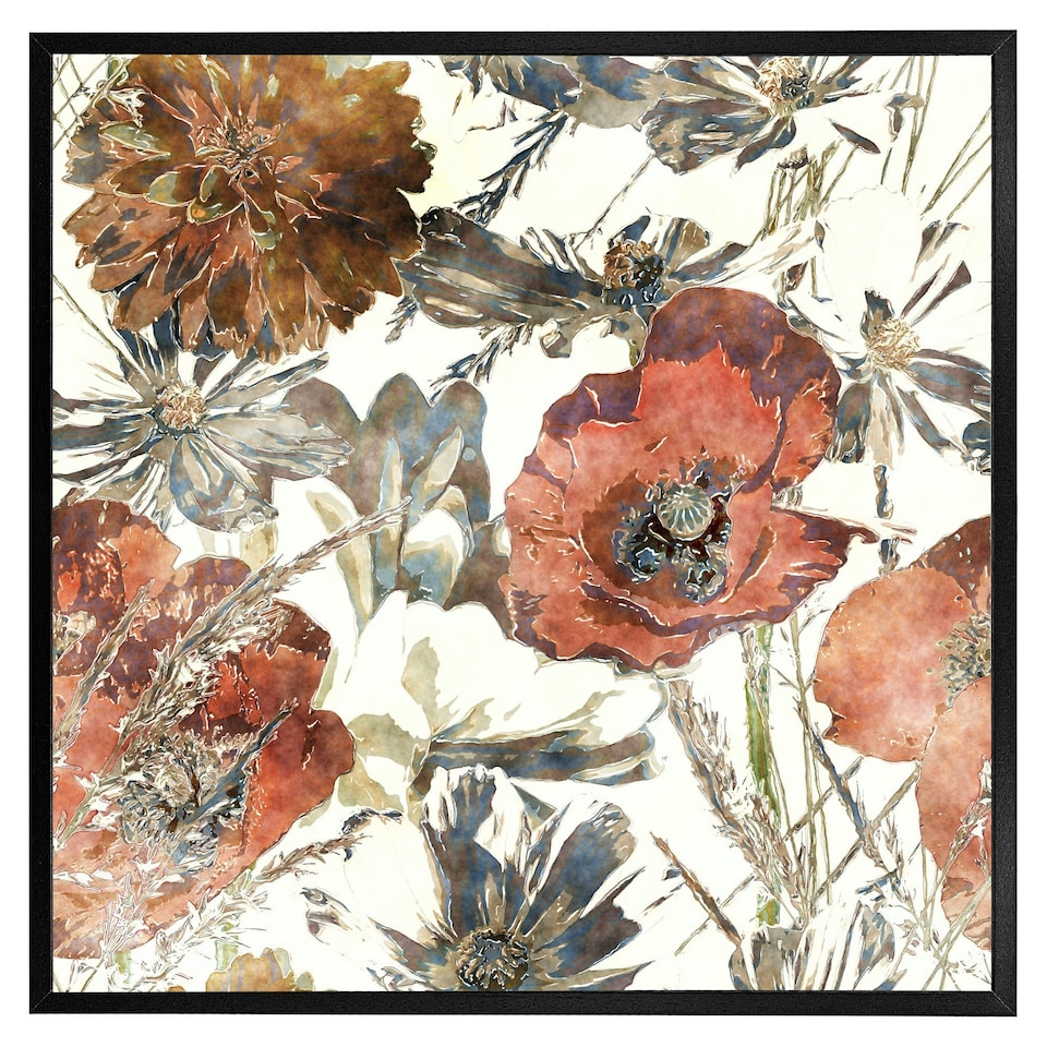 image 1 of Watercolour flower print (Picture Frame) Grey | XS