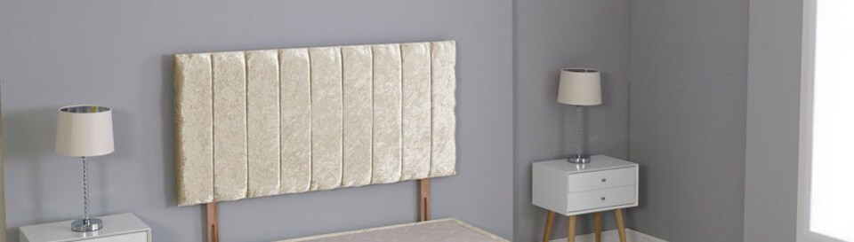Cream Crushed Velvet 9 Panel Headboard | Cream | 3FT Single 26"inch Headboard