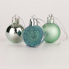 24pcs Turquoise Baubles 3cm PVC Set