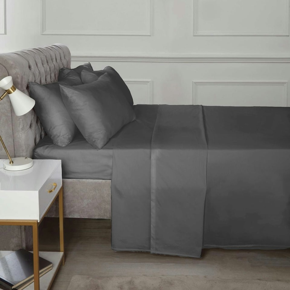 image 1 of Percale 180TC 10" Fitted Sheet - Charcoal Grey | Single