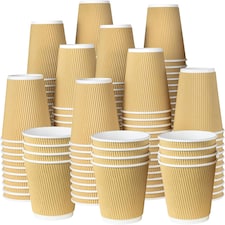 ECONX 12oz Kraft Disposable Coffee Cups Ripple Wall Insulated Paper Cups 50pc
