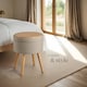image 8 of Stool Yara - round, padded, with storage space, linen look | Cream | sand | 42,50 x 42,50 x 45,50 cm | 1