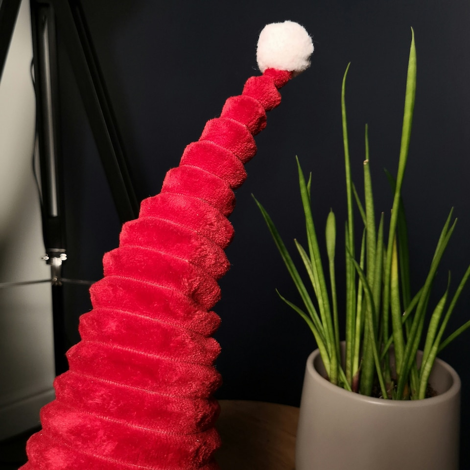 image 1 of 40cm Sitting Plush Christmas Gonk with Grooved Hat in Red