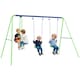 image 1 of Outsunny Metal Swings Set w/ Glider, Adjustable Height, Green