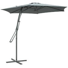 Outsunny 3m Cantilever Parasol with Easy Lever Crank Handle 6 Metal Ribs Grey