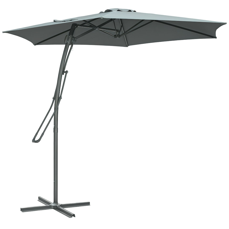 image 1 of Outsunny 3m Cantilever Parasol with Easy Lever Crank Handle 6 Metal Ribs Grey