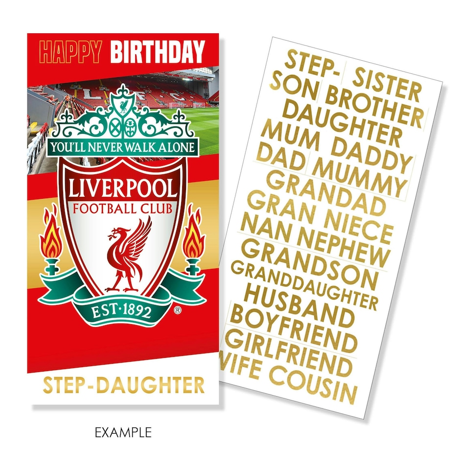 image 1 of Liverpool FC Personalise Birthday Card With Sticker Sheet