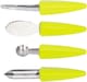 image 1 of CALITEK 4 Piece Fruit Tool Set Stainless Steel Blades Dishwasher Safe Yellow