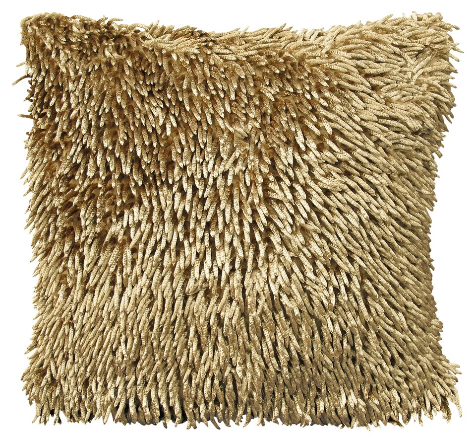 image 1 of Shaggy Chenille Cushion - 43cm x 43cm | Orange | Ochre