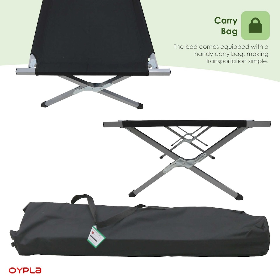 image 1 of Heavy Duty Outdoor Folding Camping Bed Portable with Carry Bag | Black