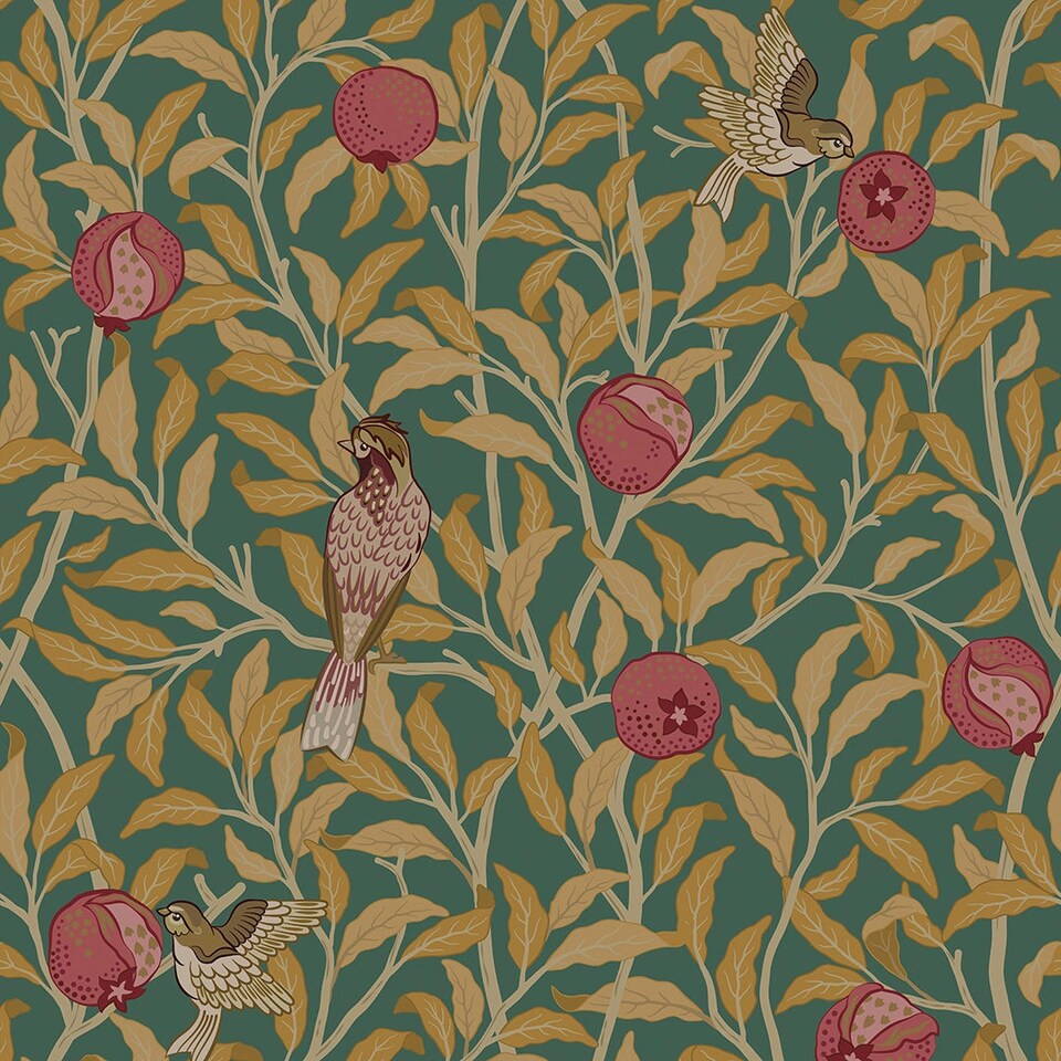 Sample of Beauty of Nature Wallpaper in Bottle Green and Mustard | Green | Bottle Green and Mustard