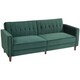 image 1 of HOMCOM Convertible Sofa Bed, 189cm Click Clack 3 Seater Sofa Bed, Button Tufted Velvet Sleeper Couch with Split Reclining Backrest and Rubber Wood Legs, Green