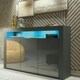 image 4 of Sideboard 155cm Grey Gloss Doors Grey Matt Body Free LED Display Unit Grey