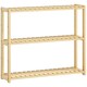 image 1 of HOMCOM 3-Tier Bamboo Bathroom Storage Shelf, Wall-Mounted or Stand, Display Stand Shelving Unit with Adjustable Rack for Kitchen Bathroom Living Room, Natural