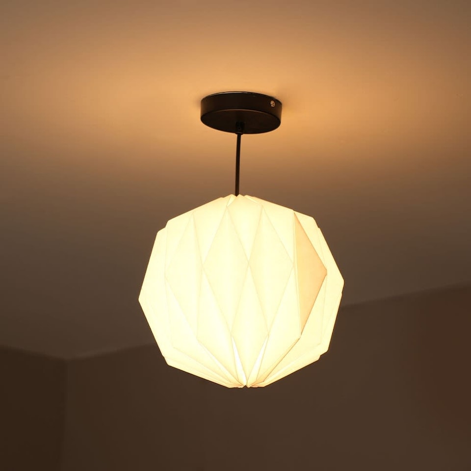 image 1 of ValueLights Astrid White Origami Ceiling Light Shade & Bulb | White