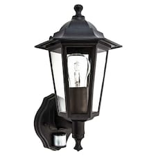 Traditional Sensor Controlled Outdoor Lantern Wall Light Fitting in Matt Black | Black | Black | 1
