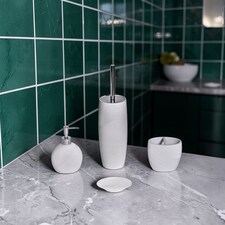 Ripple White Textured 4 Piece Bathroom Accessory Set | White | White | 1