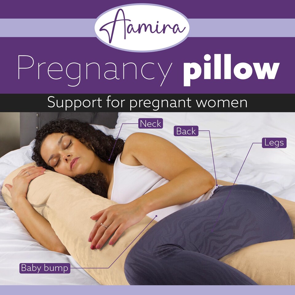image 1 of Aamira Cream Pregnancy Maternity Pillow, 140x70x20cm J Shape Memory Foam | Cream | Cream | Standard | 1