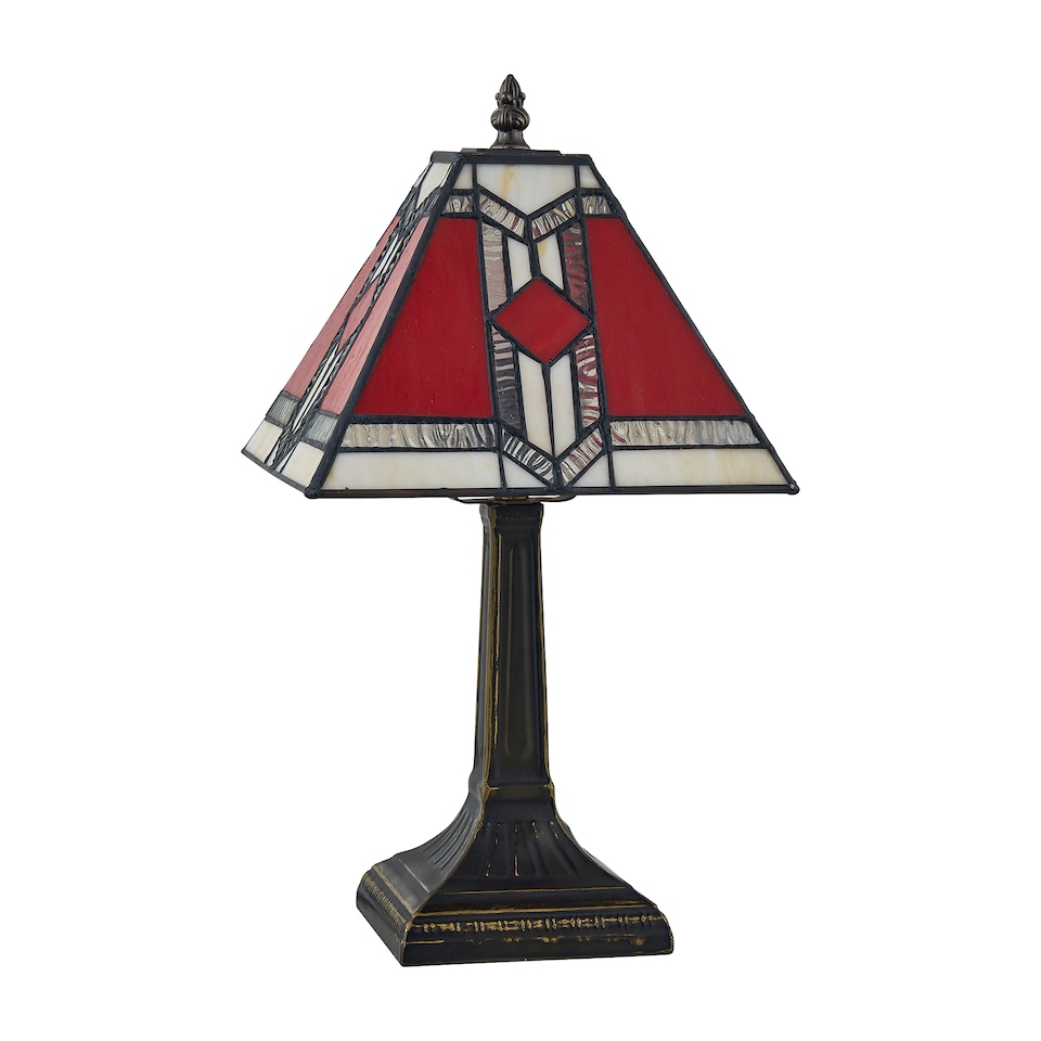 image 1 of Set of 2 Avon - Tiffany Coloured Glass 39cm Table Lamps