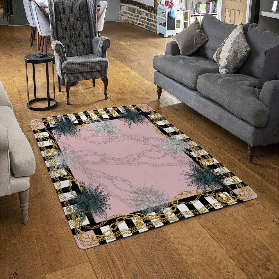 image 1 of Chains (Rug) Pink | Medium: 80x150cm