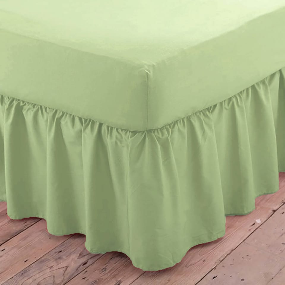 Charlotte Thomas Poetry Plain Dye Polycotton Single Platform Valance Sheet Frilled - Meadow - 90 x 190cm | Multi | Single