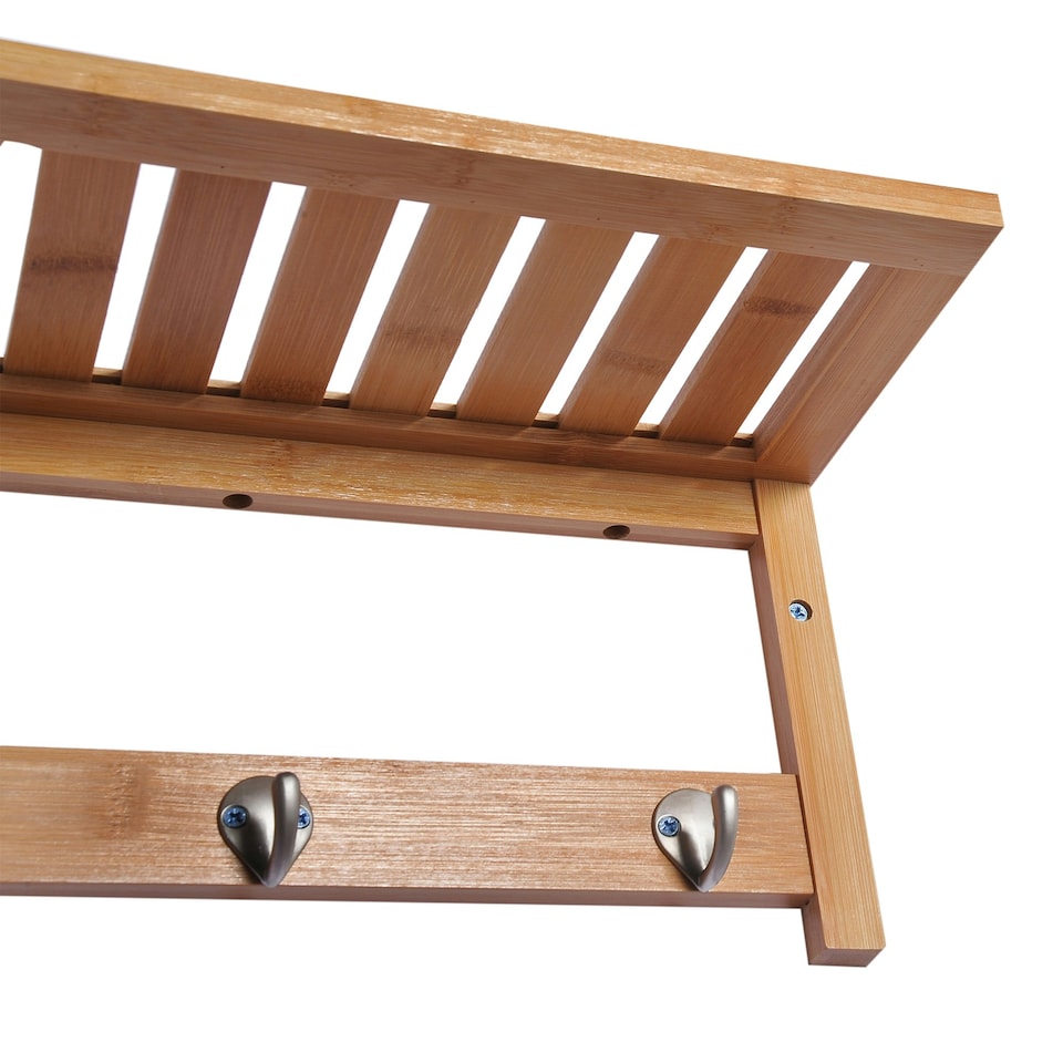 image 1 of HOMCOM Hallway Wall Mounted Shelf Clothes Rack Hanging Coat Hooks Storage