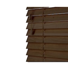 195cm Burnt Dark Oak Wooden Venetian Blinds With Strings (130cm drop) | Brown | Brown