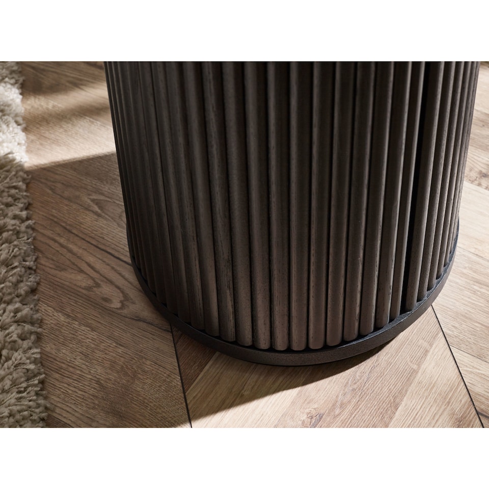 image 1 of Louis Fluted Side Table With Door - Black