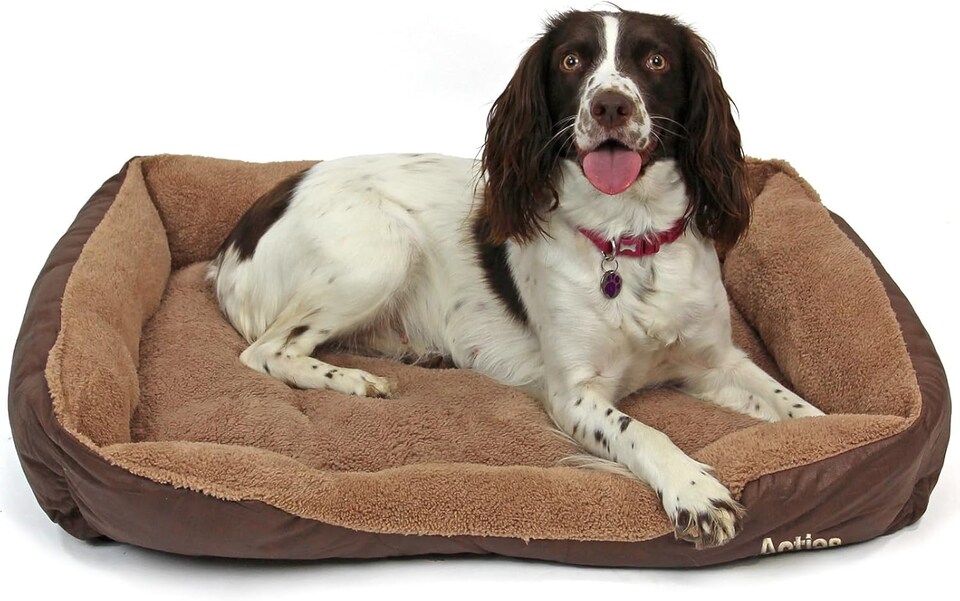 image 1 of Actiaspet Deluxe Faux Leather Dog Bed with Anti-Slip Bottom (Large)