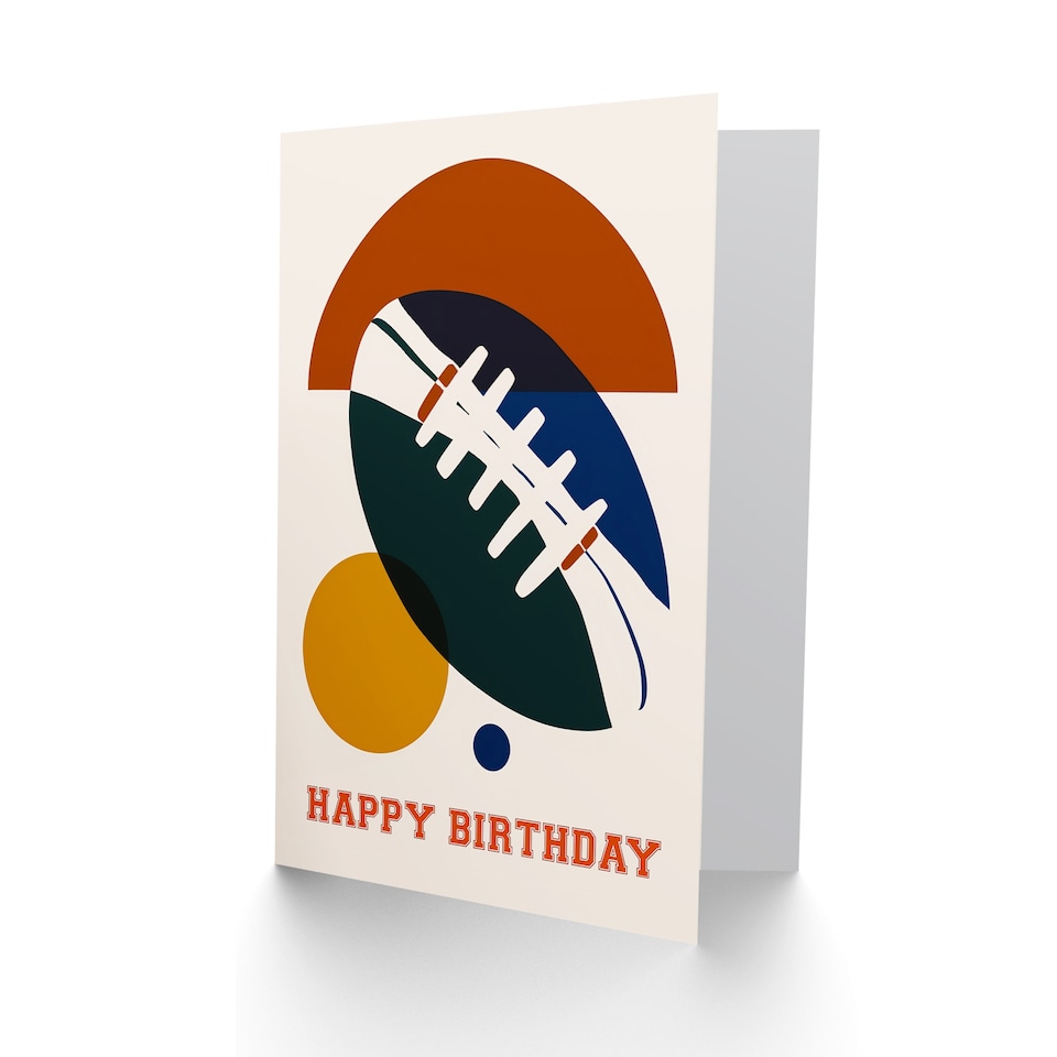 image 1 of Rugby Ball Sport Football Fan Abstract Geometric Birthday Card