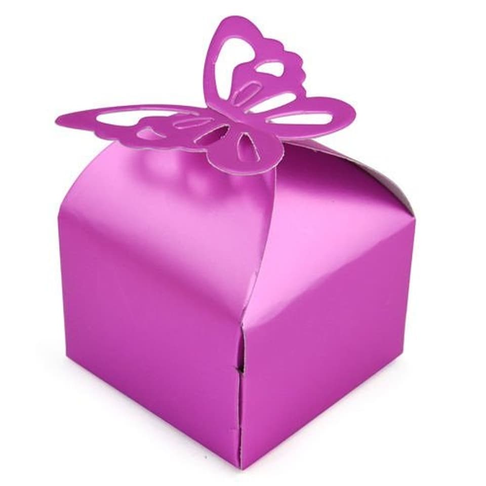 image 1 of 50 Wedding Favour Boxes Butterfly Design Self Assembly Gift Sweet Treat Boxes for Weddings Parties Anniversaries Celebrations 6cm