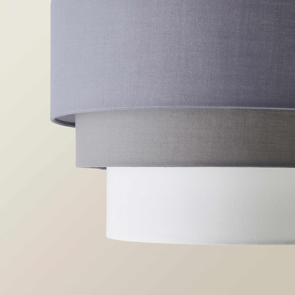 image 1 of ValueLights Aztec 3 Tier Grey Fabric Ceiling Light Shade and Bulb