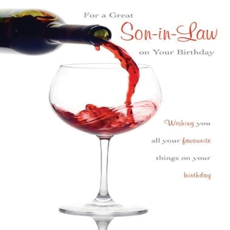 Words 'n' Wishes Traditional Son-in-Law Birthday Card, Red Wine, Words 'n' Wishes