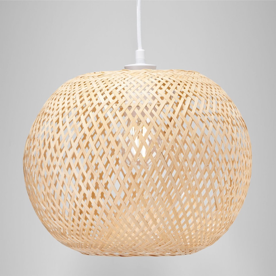 image 1 of Modern Spherical Cage Design Bamboo Strapping Pendant Lamp Shade | Brown | Brown | 1