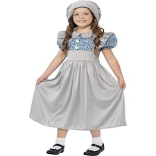Victorian School Girl Costume - Grey - with Dress & Hat - 27532S