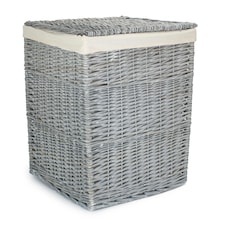 Large Grey Wash Square Laundry Basket with White Lining | White | White